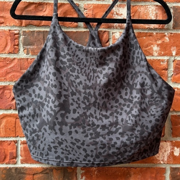 Old Navy Womens XL Powersoft Gray Black Leopard Animal Print Sports Bra Tank - Picture 2 of 7